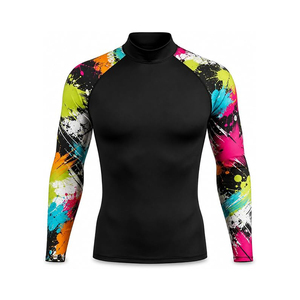 Men's Compression Rash Guard BJJ Shirt Long Sleeve Breathable Custom Logo Digital <b>Print</b> UPF50+ <b>Surfing</b> Beach Rash Guard Unisex - Product Image 3