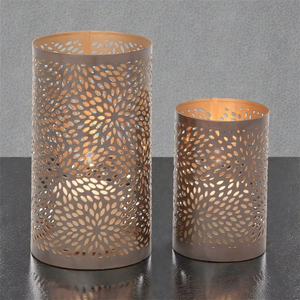 Steel <b>Lantern</b> <b>Set</b> With Floral Cutout Pattern For Home Decoration Heat Resistant Candle Holders - Product Image 6