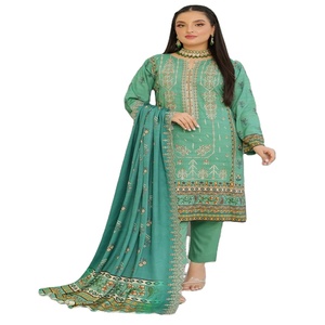 Magnifique lin 3 pièces Salwar Kameez pakistanais prêt-à-porter quotidien pour femmes Bin Hameed Vol GULFISHAN pour adultes - Product Image 1