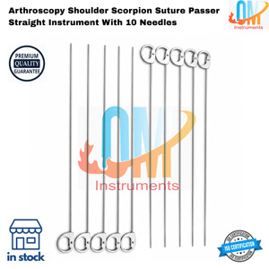 Instrument droit de passage de suture Scorpion pour arthroscopie de l'épaule, lot de 10 aiguilles, réutilisable, en acier inoxydable de qualité médicale, allemand - Product Image 6