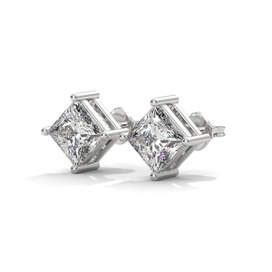 Boucles d'oreilles en Moissanite VVS en gros, classiques, à 4 griffes, taille princesse, en argent sterling 925, plaqué or 10K, certifiées IGI, pour femmes - Product Image 4