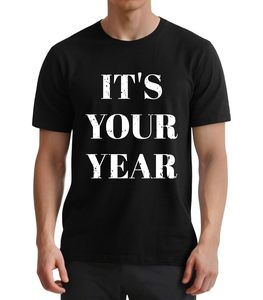 T-shirt homme 100 % coton imprimé, tissu jersey, manches courtes, été, motif 'It's Your Year', noir, avec lettrage sur le devant - Product Image 2