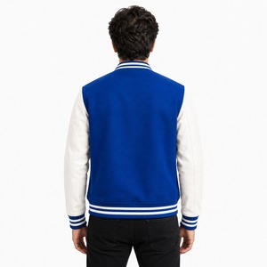 Veste universitaire Letterman en mélange de laine de qualité supérieure, manches en cuir, bordures rayées, fermeture à boutons-pression, doublure confortable et chaude, personnalisable - Product Image 2