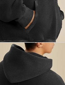Sweat à capuche unisexe personnalisé en molleton 100 % coton, vente en gros, OEM, tendance, pour l'hiver, streetwear, écologique, séchage rapide, respirant, 340g - Product Image 2