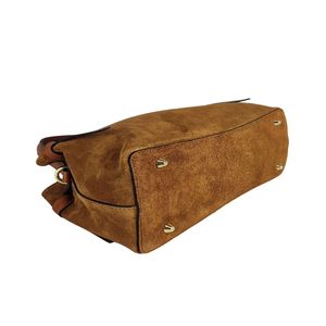 Royaa Suede and leather handbag Handbag Top Handle Purse Adjustable <b>Strap</b> Genuine Leather Minimalist <b>Shoulder</b> Zipper Closure - Product Image 4