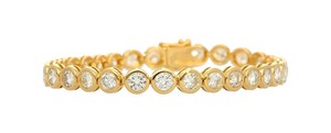 Pulsera de tenis chapada en oro de 10K para mujer con diamantes de talla brillante redonda y engaste de bisel, joyería clásica para bodas - Product Image 3