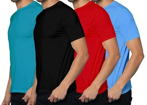 T-shirts décontractés pour hommes, coupe slim, multicolores, design basique uni à col rond, en tissu tricoté doux, pour tous les jours - Product Image 2