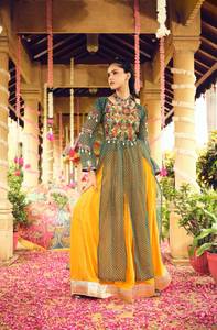 Dupatta traditionnel indien pakistanais pour femmes, longueur ras du sol, en rayonne et toile, avec dentelle fantaisie et broderies en fausse georgette - Product Image 2