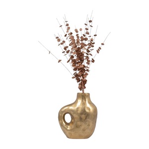 Vase de table moderne en métal pour exposition florale, centre de table élégant pour hôtel, salle à manger, salon, restaurant, finition craquelée - Product Image 2