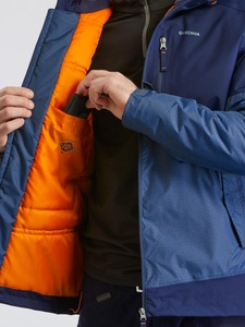 เสื้อแจ็คเก็ตพัฟเฟอร์กันน้ำสีน้ำเงินสำหรับผู้ชาย ทรงปกติ ซิปด้านหน้า สไตล์สปอร์ต เหมาะสำหรับฤดูหนาว สีพื้น - Product Image 4