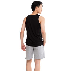 Camiseta sin mangas de punto con cuello redondo de color naranja sólido para hombre, ropa informal - Product Image 5