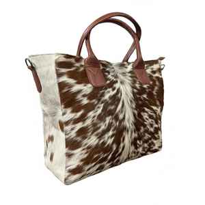 Bolso Tote de Piel Auténtica con Pelo de Vaca para Mujer, de Lujo, con Cierre Abierto, Modelo LHTB-0055 - Product Image 4