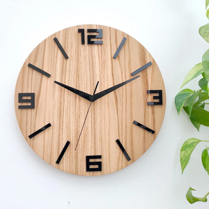 Handmade Wooden Quartz Analog Wall <b>Clock</b> <b>Roman</b> Numerals 15mm Thick Plate Modern Design Silent Battery Powered for Living Room - Product Image 5