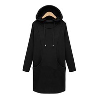 Robe à capuche bordeaux pour femme, manches longues, en molleton de coton, style pull, coupe longue, décontractée, hiver
