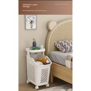 Cesto della biancheria pieghevole per uso domestico divisorio stretto da pavimento a pavimento per riporre i vestiti sporchi per i bagni - Product Image 1