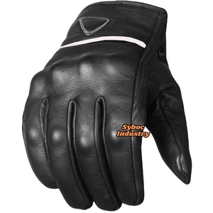 Gants de course en cuir de vachette noire avec écran tactile Protection des articulations Gants de course de moto pour motard - Product Image 1