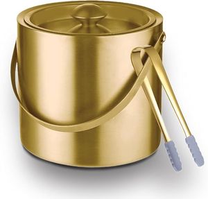 Seau à glace commercial en métal avec finition dorée polie, refroidisseur à champagne pour bars, hôtels, restaurants, clubs et banquets - Product Image 1