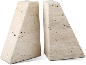 2025 Hot Selling eavy-Duty Stone <b>Book</b> Ends for Hardback <b>Book</b> & Cookbooks Marble Decorative Bookends for Shelves - Product Image 1