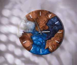 Horloge murale multicolores pour la maison, en résine époxy et bois, de qualité supérieure, design unique, horloge murale en bois, montre murale - Product Image 5
