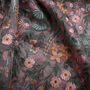Tela de Felpa de Alta Calidad, Ecológica, Transpirable, con Bordado Malty, Elegante Jacquard Floral Estampado, Peso Medio, 100% Poliéster - Product Image 2