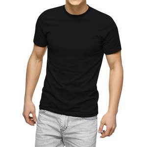 T-shirt à manches courtes col rond pour homme en coton uni disponible en grandes tailles - Product Image 1
