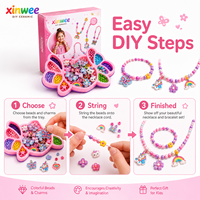 Kit de fabrication de bijoux en perles de céramique DIY personnalisable pour enfants, ensemble éducatif créatif, collier et bracelet colorés, cadeau pour filles