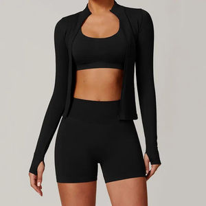 Ensemble de vêtements de yoga pour femmes, 10 pièces, sans couture, solide, haute élasticité, séchage rapide, pour la course à pied, le sport et la gym - Product Image 5