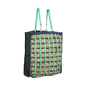 Sac à foin pour chevaux en nylon vert et bleu marine de qualité supérieure, filet à foin à alimentation lente, grande capacité, sangle réglable, sac d'alimentation durable - Product Image 6