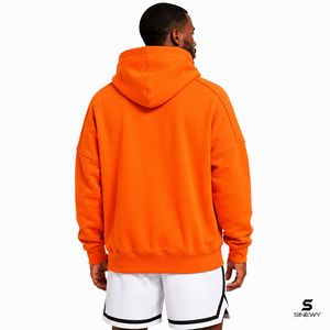 Sweat à capuche orange pour homme en molleton respirant, coupe classique, avec logo sur la poche avant, style streetwear décontracté pour l'automne - Product Image 2