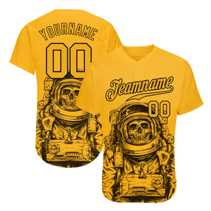Camiseta de Béisbol Personalizada con Gráficos Amarillos Sublimados para Hombre, Manga Corta con Botones, Uniforme Deportivo Personalizado para Equipo - Product Image 2