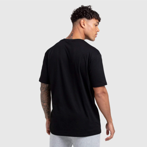 T-shirt à manches courtes et col rond noir pour homme, impression de logo personnalisée |   T-shirt en coton uni de haute qualité - Product Image 2