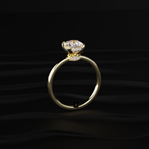 Anillo solitario con diamante cultivado en laboratorio, doble halo oculto, en oro, plata, amarillo, blanco, rosa, con brillo radiante, elegancia atemporal. - Product Image 3