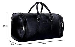 Sac de voyage unisexe vintage en cuir véritable, forme tonneau, avec fermeture éclair, grande capacité, design léger et logo personnalisé - Product Image 2