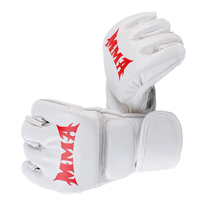 Gants de boxe en cuir blanc pour adultes, gants d'entraînement MMA, sangle de poignet réglable, équipement d'arts martiaux antidérapant - Product Image 1