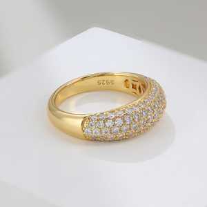 Round Cut Similar Diamond Half Eternity Band Dome Ring Lab Grown 14K Yellow Gold Wedding Engagement Party Proposal <b>Gift</b> <b>For</b> <b>Her</b> - Product Image 3