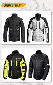 Chaqueta de Motociclista para Hombre con Bloques de Color, Manga Larga, Resistente al Viento, para Todas las Estaciones, Negro, Beige, Rojo - Product Image 5