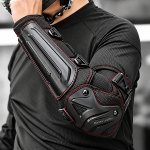 Genouillères et protège-tibias en cuir Manwa pour moto, protection respirante pour les jambes avec boucle, genouillères en cuir pour moto - Product Image 4