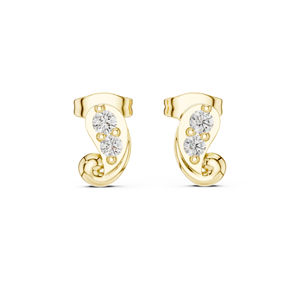 Pendientes de compromiso de oro amarillo de 14 quilates con diamantes cultivados en laboratorio para mujer |   Diamante Cultivado Nuevo - Product Image 1