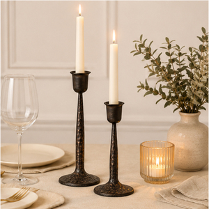 Handmade Hammered Metal Taper Candle <b>Holder</b> Set Iron <b>Candlestick</b> <b>Holders</b> for Wedding Table Centerpiece and Antique Home Decor - Product Image 2