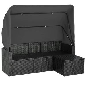 Grand canapé de jardin 3 places en rotin PE noir avec structure en acier thermolaqué - Product Image 2