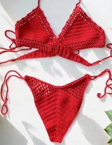 Traje de baño de punto, conjunto de bikini de ganchillo, 100% algodón. - Product Image 3