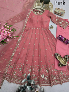 ชุดเดรส Anarkali ผ้าไหมเนื้อนุ่มลายปักมือ ดีไซน์แขนเสื้อแบบยุโรป ผ้าเน็ตหนา เหมาะสำหรับงานปาร์ตี้ฤดูร้อน - Product Image 3