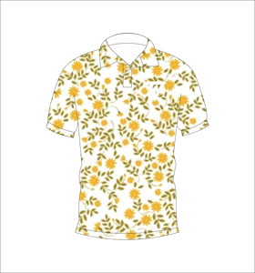 Polo con estampado floral amarillo para hombre, camisa de golf informal de manga corta a la moda de verano, color blanco - Product Image 4