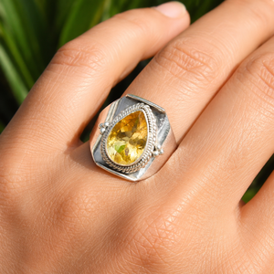 Natural Citrine Gemstone <b>Statement</b> <b>Ring</b> 925 Sterling Silver Handmade Pear Shape Boho Jewelry Gift for Women Men Christmas gift - Product Image 3