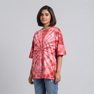Camiseta de algodón para mujer, efecto desgastado, cuello redondo, corte holgado, manga tres cuartos, estilo casual oversize, streetwear, camiseta de verano OEM - Product Image 1