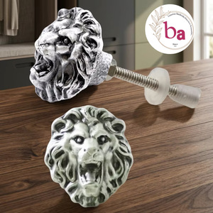 Pomo de Gabinete con Cabeza de León Ba, Hierro Fundido, Moderno, para Hogar u Oficina, Forma Novedosa, Duradero y Ecológico - Product Image 1