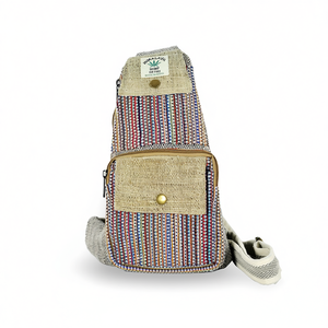 Sac bandoulière poitrine bohème en coton et chanvre pour femme, résistant à l'eau, avec sangle réglable et fermeture éclair - Product Image 2