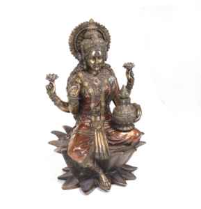 Estatua de la Diosa Laxmi Hecha a Mano en Resina, Artesanía, Ídolo Religioso Hindú Indio, Figura Decorativa Fengshui para Mesa, Bautizo - Product Image 1