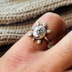 <b>Turtle</b> <b>Ring</b> Boho Brass Finger <b>Ring</b> Women Brass Ethnic <b>Ring</b> Oxidized Silver Finish - Product Image 3