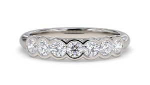 Anillo de boda de media eternidad con corte redondo de moissanita para unisex, plata fina 925 original, regalo sorpresa de cumpleaños para pareja - Product Image 2